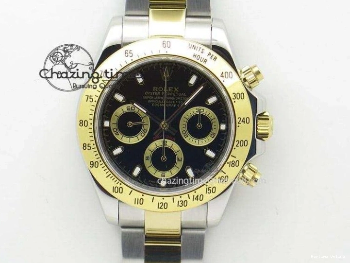 0522 Chic Daytona 116518LN YG JH Best Black Gold Dial On Rubber Strap A4130 (Free XS Rubber ) 3458